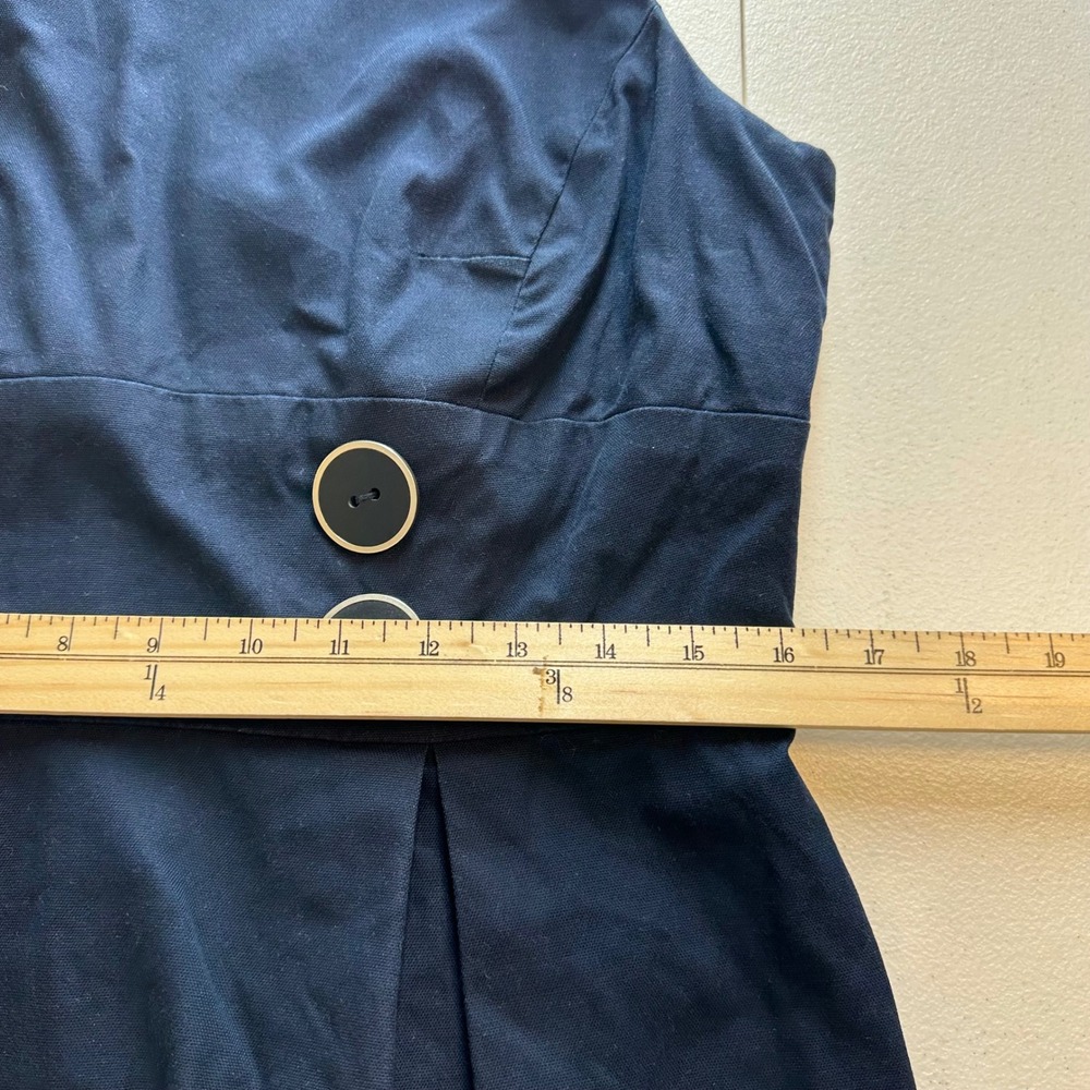 Talbots Petites Womens 10P Navy Cotton Stretch Button Waist Dress - Picture 13 of 15